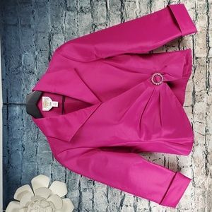 Talbots | Black Tie Luxe Glam Pink Satin Jacket Blouse